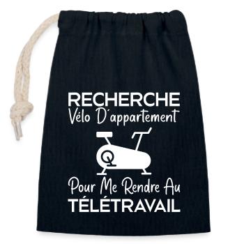 Telecommuting, work humor, office humor - Closable cotton gift bag (14x20cm) - navy - Front