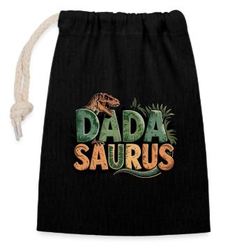 Dinosaur Dad Saurus Gift Dad - Closable cotton gift bag (14x20cm) - black - Front