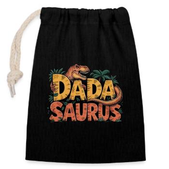 Dinosaur Dad Saurus Gift Dad - Closable cotton gift bag (14x20cm) - black - Front