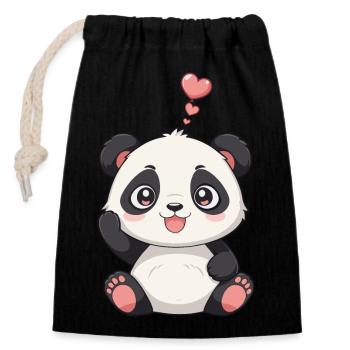 Cute Panda - Closable cotton gift bag (14x20cm) - black - Front