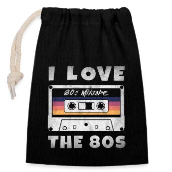 I Love The 80s 80s Music Cassette Mixtape - Closable cotton gift bag (14x20cm) - black - Front