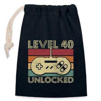 Level 40 freigeschaltet Geburtstagsgeschenk 40 Jahre - Verschließbarer Geschenkbeutel aus Baumwolle (14x20cm) - Navy - Vorne