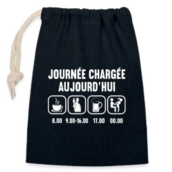 Journée Chargée - Phrase Marrante Humour Plombier - Sac cadeau en coton avec cordon (14 x 20 cm) - bleu marine - Devant