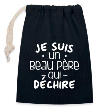 je suis un beau père qui déchire - Sac cadeau en coton avec cordon (14 x 20 cm) - bleu marine - Devant