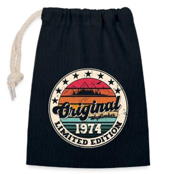49th Birthday Original September Year 1974 - Closable cotton gift bag (14x20cm) - navy - Front