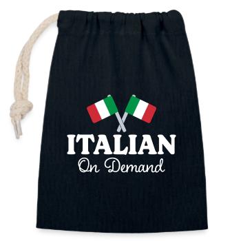 Traducteur Italien Interprète Italien - Sac cadeau en coton avec cordon (14 x 20 cm) - bleu marine - Devant