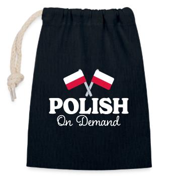 Traducteur Polonais Interprète Polonais - Sac cadeau en coton avec cordon (14 x 20 cm) - bleu marine - Devant