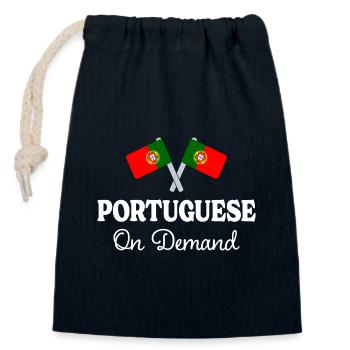 Traducteur Portugais Interprète Portugais - Sac cadeau en coton avec cordon (14 x 20 cm) - bleu marine - Devant