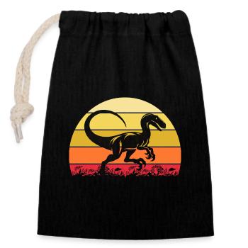 Archaeologist Dino Velociraptor Dinosaur - Closable cotton gift bag (14x20cm) - black - Front