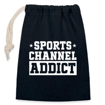 Fan Sport Loves Watching Sports - Closable cotton gift bag (14x20cm) - navy - Front
