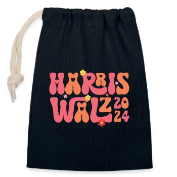 Kamala Harris Walzer Walzer 2024 Retro - Verschließbarer Geschenkbeutel aus Baumwolle (14x20cm) - Navy - Vorne