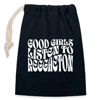 Meilleures Filles Écoutent Du Reggaeton - Sac cadeau en coton avec cordon (14 x 20 cm) - bleu marine - Devant
