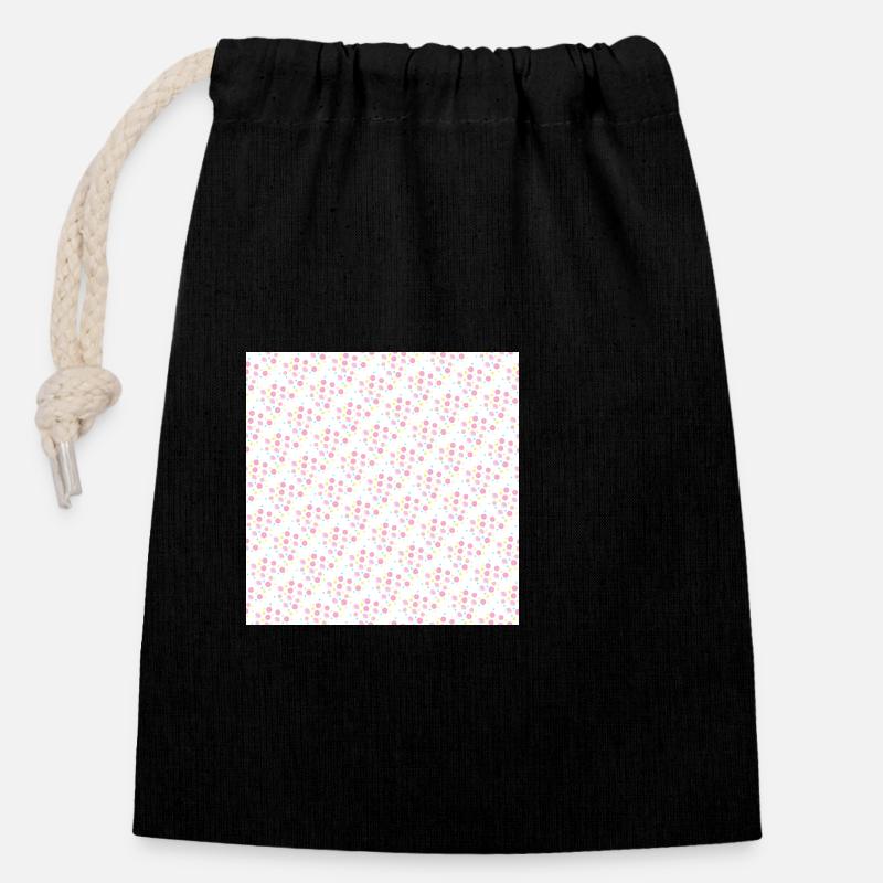 Polkadot White Pink - Closable cotton gift bag (14x20cm) - black