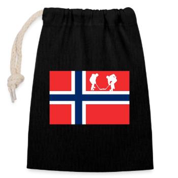 La Norvège, mon pays avec un drapeau ! - Sac cadeau en coton avec cordon (14 x 20 cm) - noir - Devant