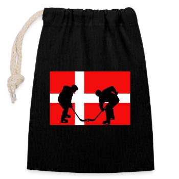 Le Danemark, mon pays, mon drapeau ! - Sac cadeau en coton avec cordon (14 x 20 cm) - noir - Devant