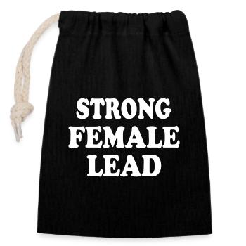 Strong female lead - Sac cadeau en coton avec cordon (14 x 20 cm) - noir - Devant