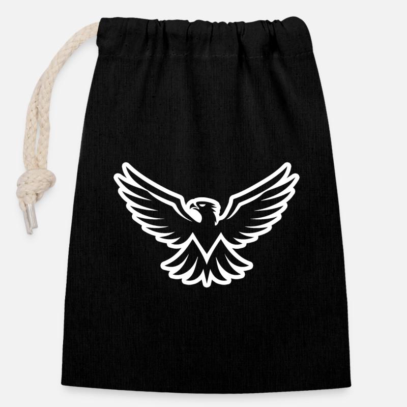 Eagle Eagle Head - Closable cotton gift bag (14x20cm) - black