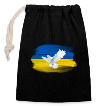Solidarity and a dove of peace for Ukraine - Closable cotton gift bag (14x20cm) - black - Front