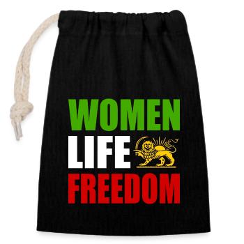 Women life freedom - Sac cadeau en coton avec cordon (14 x 20 cm) - noir - Devant