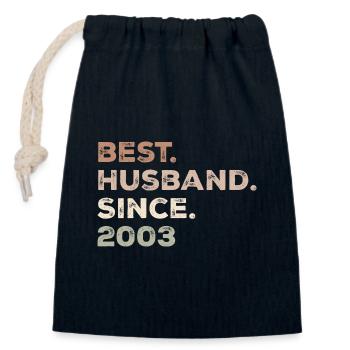 Best Husband Since 2003 Birthday Gift - Closable cotton gift bag (14x20cm) - navy - Front