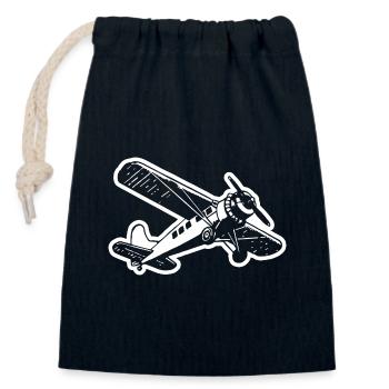 Flugzeug Pilot Flugplatz Flugsport - Verschließbarer Geschenkbeutel aus Baumwolle (14x20cm) - Navy - Vorne