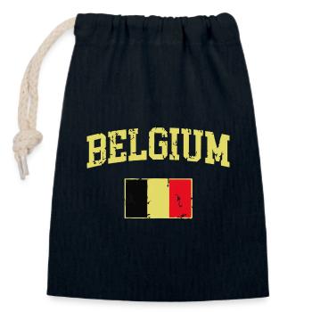 Vintage Drapeau Belgique Rétro Belge - Sac cadeau en coton avec cordon (14 x 20 cm) - bleu marine - Devant