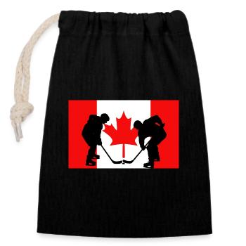 Le Canada, mon pays, mon drapeau ! - Sac cadeau en coton avec cordon (14 x 20 cm) - noir - Devant
