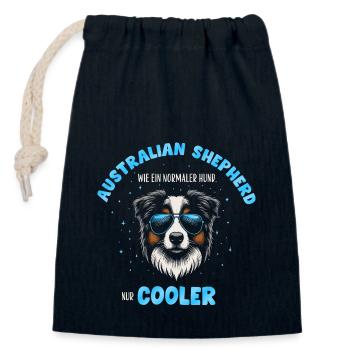 Aussie - like a normal dog only cooler turquoise - Closable cotton gift bag (14x20cm) - navy - Front