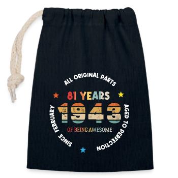 81 Jahre alt Baujahr 1943 Jahrgang Februar 1943 - Verschließbarer Geschenkbeutel aus Baumwolle (14x20cm) - Navy - Vorne