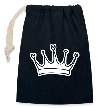 Couronne - Sac cadeau en coton avec cordon (14 x 20 cm) - bleu marine - Devant