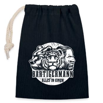 Bärtiger Mann, Bär Tiger Mann, Vater, Papa - Verschließbarer Geschenkbeutel aus Baumwolle (14x20cm) - Navy - Vorne
