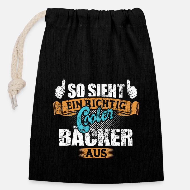 So sieht ein richtig cooler Bäcker aus - Verschließbarer Geschenkbeutel aus Baumwolle (14x20cm) - Schwarz