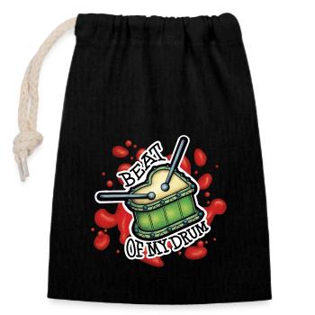 Beat of my drum: Dance to the beat of your heart. - Closable cotton gift bag (14x20cm) - black - Front