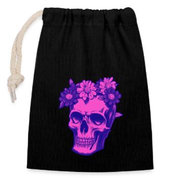 Psychobilly pink skull - Verschließbarer Geschenkbeutel aus Baumwolle (14x20cm) - Schwarz - Vorne