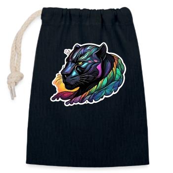 Panther - Closable cotton gift bag (14x20cm) - navy - Front