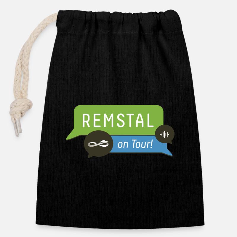 Remstal on Tour - Verschließbarer Geschenkbeutel aus Baumwolle (14x20cm) - Schwarz