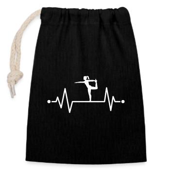 Mon cœur bat pour le yoga - Sac cadeau en coton avec cordon (14 x 20 cm) - noir - Devant