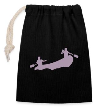 Rafting Silhouette White Water Inflatable Boat River - Closable cotton gift bag (14x20cm) - black - Front