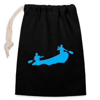 Rafting Silhouette White Water Inflatable Boat River - Closable cotton gift bag (14x20cm) - black - Front