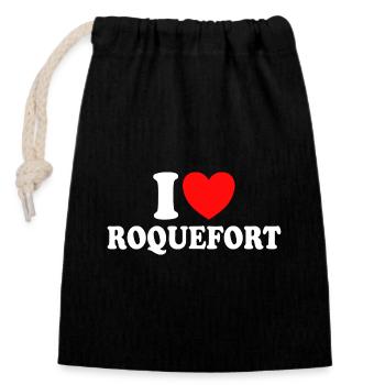 Humour I Love Roquefort Fromage - Sac cadeau en coton avec cordon (14 x 20 cm) - noir - Devant