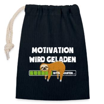 Faultier - Motivation wird geladen - bitte warten - Verschließbarer Geschenkbeutel aus Baumwolle (14x20cm) - Navy - Vorne