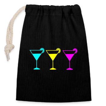 Cocktail Summer Beach Holidays - Closable cotton gift bag (14x20cm) - black - Front