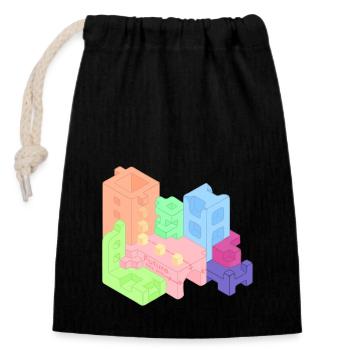 Modern city - future this way - Closable cotton gift bag (14x20cm) - black - Front