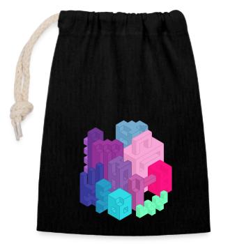 Modern City - Closable cotton gift bag (14x20cm) - black - Front