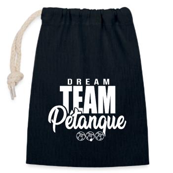 dream team pétanque bouliste joueurs petanque - Sac cadeau en coton avec cordon (14 x 20 cm) - bleu marine - Devant