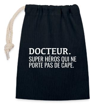 Docteur Définiton Humour - Sac cadeau en coton avec cordon (14 x 20 cm) - bleu marine - Devant