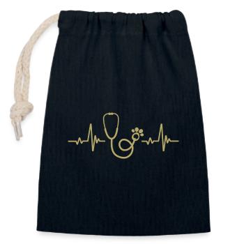 Stethoskop Pulsfrequenz - Veterinärmedizin - Verschließbarer Geschenkbeutel aus Baumwolle (14x20cm) - Navy - Vorne