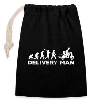 The evolution of the delivery person - Closable cotton gift bag (14x20cm) - black - Front