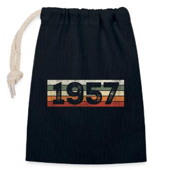 Jahrgang 1957 Retro 1957 Geburtstagsgeschenk - Verschließbarer Geschenkbeutel aus Baumwolle (14x20cm) - Navy - Vorne