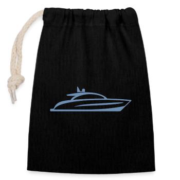 Boot Yacht Silhouette Minimalistisch - Verschließbarer Geschenkbeutel aus Baumwolle (14x20cm) - Schwarz - Vorne